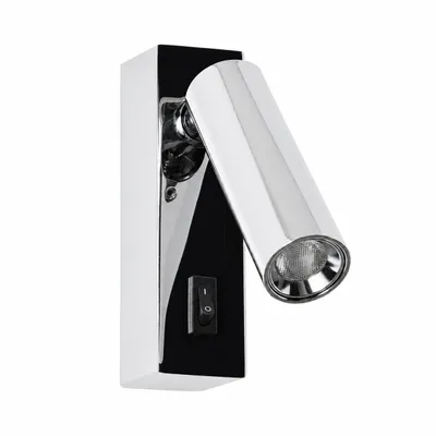Productafbeelding van PISA LED wandlamp, 2W, 3000K, 130 lm, leeslamp van verchroomd aluminium met schakelaar, AI-gegenereerde afbeelding