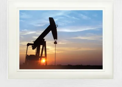Produktbild von Industrielle Kunst Gerahmtes Bild Mit Edlem Passepartout | Wand-Bilder | Im Bilderrahmen - Sonnenuntergangœber–lpumpe In Texas (30 x 40 cm)