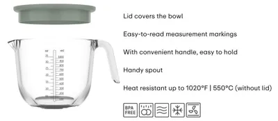 Imagen del producto de Jarra medidora Mepal Chef It de 1000 ml con tapa, color verde salvia (estilo nórdico)