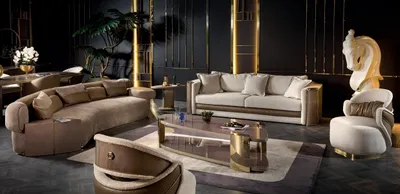 Produktbild von Sofa Set 4tlg Luxus Wohnzimmer Design Polster Moderne Sitz Stoff Möbel