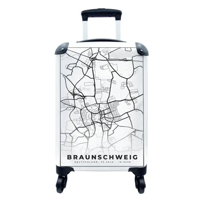 Produktbild von MuchoWow® Koffer Handgepäck Trolley Rollkoffer Kleine Reisekoffer mit 4 Rollen - Braunschweig - Karte - Stadtplan - Cabin Size < 55x40x23 cm & 55x40x20 cm - Fotokoffer - Kabinenkoffer - Boardgepäck - Reise-Box - Reisekoffer - Reisegepäck - Koffer mit Bild - Trolley für Kinder