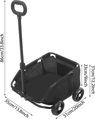 Produktbild von Hundebuggy - Faltbarer Hundewagen - 86×51×35 cm - Rahmen aus Kohlenstahl - Oxford-Gewebe - Traglast 7,5 kg - Für kleine Hunde - Schwarz