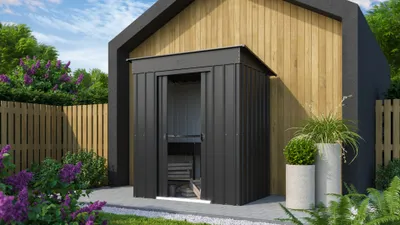Produktbild von Globel Industries Gerätehaus "Skillion 64" anthrazit 1,93 m² ohne Schleppdach
