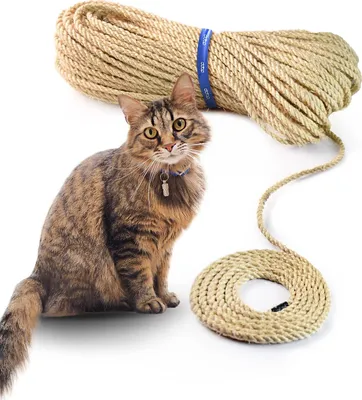 Produktbild von DQ-PP SISALSEIL | 20 m | 6 mm stark | Natürliches Sisal Seil für Kratzbaum Katzenbaum | Kratzseil DIY Fuer Katzen Ersatzteile