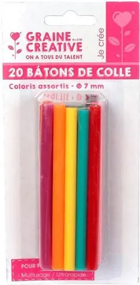 Obrázok produktu pre 20 lepiacich tyčiniek pre lepiacu pištoľ Ø 7 mm - farby