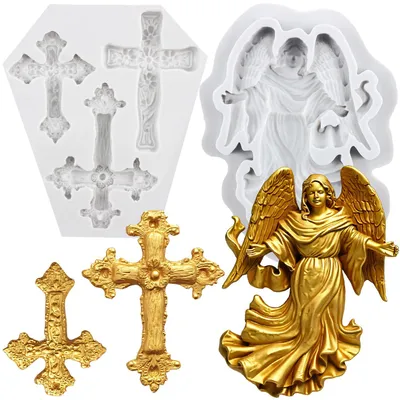 Produktbild von Silikonform Kreuz und Schutzengel - Fondantform für n und Dekoration - 2er Set