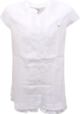 Zdjęcie produktu dla 0962T ARMANI JUNIOR biała bawełniana koszula z krótkim rękawem kid