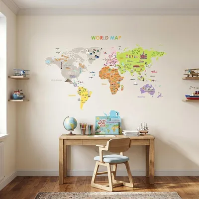 Obrázek produktu pro Obrovské samolepky na zeď s mapami světa pro děti