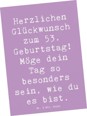 Produktbild von Mr. & Mrs. Panda Grußkarte Spruch 53. Geburtstag - Lavendeltraum - Geschenk, einzelkarte, Ansichtskarte, Postkarte, strahlend, Freude machen, besonderer Tag, Postkarten
