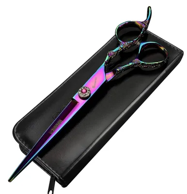 Produktbild von Haarschneideschere Professionell 7 Zoll Edelstahl Violett Ergonomisch Einstellbar