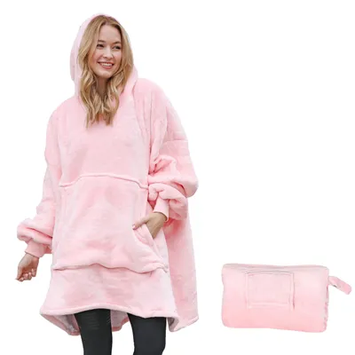 Immagine prodotto di Elzusha - Felpa oversize in pile con cappuccio, utilizzabile anche come coperta
