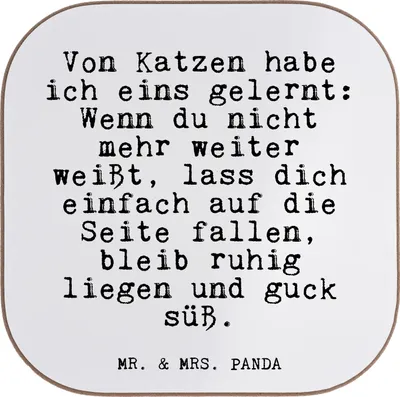Produktbild von Mr. & Mrs. Panda Untersetzer für Gläser Von Katzen habe ich... - Weiß - Geschenk, Sprüche, Holzuntersetzer, Coaster, süß, miez, Getränkeuntersetzer, frustiert, Tiger