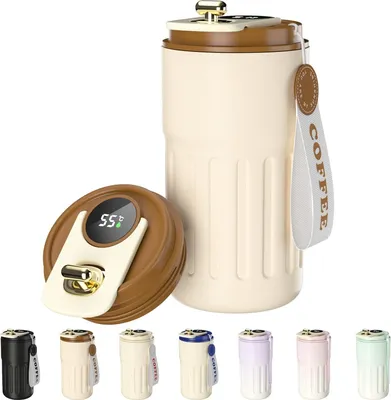 Produktbild von Digital Display Thermal Mug 410 ml 316 Stainless Steel Travel Coffee Mug Insulated Vacuum Thermal Mug Leak-Proof Thermal Coffee Mug with Lid for Coffee