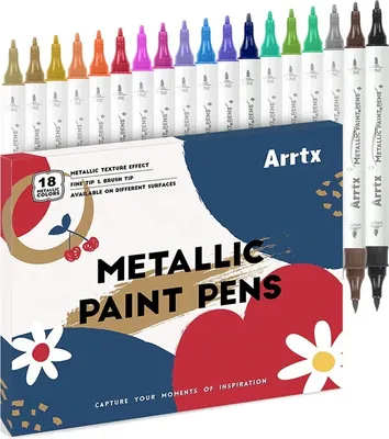 Image de Marqueurs acryliques ARRTX double face, 18pcs métalliques
