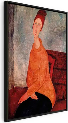 Produktbild von Italienischer Leinwand Leinwandbild - Jeanne Hebuterne in a Yellow Sweater 80x120 cm Reproduktionen l-E-10031-b-a