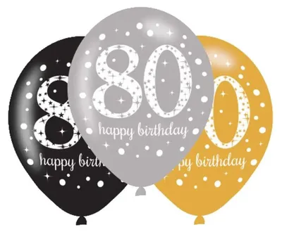 Produktbild von amscan 6 Latexballons 80 Jahre Sparkling Birthday 27,5cm/11