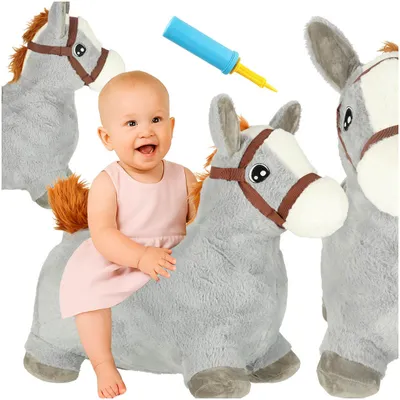 Produktbild von Gummipferd zum Hüpfen für Kinder mit weicher Hülle und Luftpumpe
