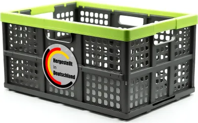 Produktbild von BigDean Klappbox faltbar & extrem stabil aus robustem Kunststoff in Anthrazit – Klappkorb ideal für Einkäufe und Transport –  Germany