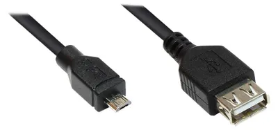 Image de Alcasa USB A - USB Micro-B M/M 0,2 m, 0,2 m, Micro-USB B, USB A, USB 2.0, Mâle/femelle, Noir