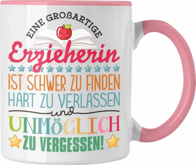 Produktbild von Trendation - Erzieherin Abschied Tasse Abschiedsgeschenk Spruch Kindergärtnerin Geschenkidee zum Abschied Becher Kaffeetasse (Rosa)