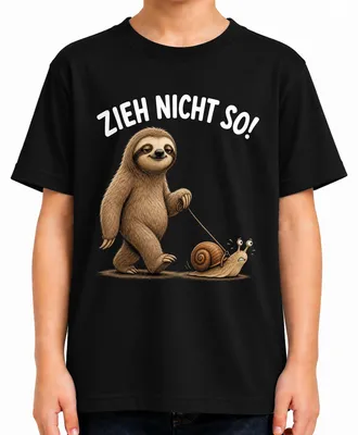 Immagine prodotto di T-shirt divertente con scritta "Non fare il bradipo", ideale come regalo di compleanno, unisex, per bambini, colore nero, taglia 104