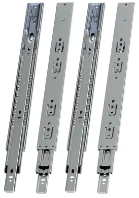 Image de Vigevee, 2 paires de rails de tiroir de 450 mm avec amortisseur, coulissement complet, système en 3 parties, coulisses silencieuses à billes pour meubles et tiroirs
