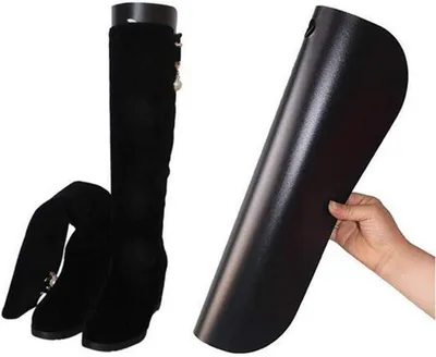 Productafbeelding van Happyupcity 2Pairs zwarte plastic boot bomen vorm - Inserts Dikker Lange Automatische Stand Ondersteuning