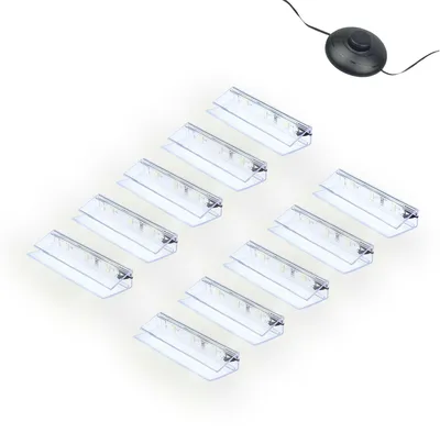 Produktbild von kalb | LED Glaskantenbeleuchtung Clip Set 3000K/5000K Transparent Plug & Play 10er Set kaltweiß