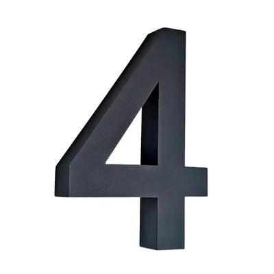 Produktbild von 3D Hausnummer 4 Edelstahl Wetterfest & Pflegeleicht Zahlen Hausnummernschild Rostfrei mit Montagematerial 20 cm Höhe Anthrazit Schwarz