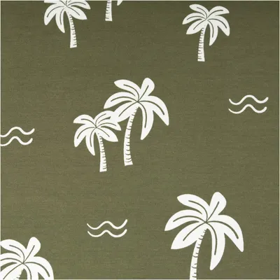 Produktbild von Jersey Stoff Meterware Baumwolljersey Palmen grün 150cm