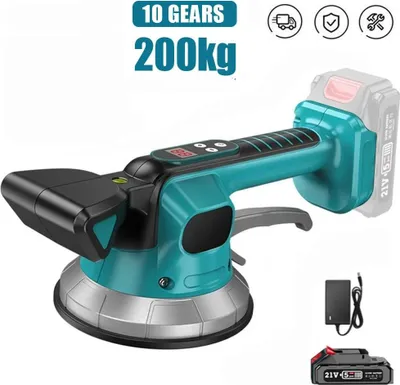 Produktbild von Fliesenvibrator - Kabellose Fliesennivelliermaschine - 10 Stufen - 200 kg Tragkraft - 18 V Akku inklusive - Für Bodenverlegung und Holzarbeiten