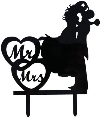 Produktbild von Kuchen Topper Kuchendeckel Hochzeitspaar Brautpaar Kissen Mr Mrs für Hochzeit Party Kuchen Dekor (Schwarz)