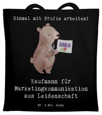 Produktbild von Mr. & Mrs. Panda Shopping Tasche Kaufmann für Marketingkommunikation Leidenschaft - Schwarz - Geschenk, Tragetasche, Laptoptasche, Schultasche, Jutebeutel