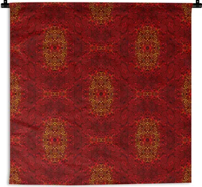 Produktbild von MuchoWow® Wandteppich Wandbehang Muster - Abstrakt - Rot 150x150 cm Tapisserie Dekoration Wandtuch - Wohnaccessoires - Modernes