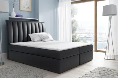 Produktbild von Boxspringbett Schlafzimmerbett MALENA 120x200cm Kunstleder Schwarz