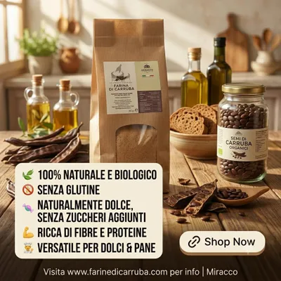 Immagine prodotto di Farina di Polpa di Carrube senza Glutine Biologica, per Dolci Panificazione, Ricette Vegane, 500 g