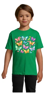 Produktbild von T-Shirt für Kinder mit buntem Schmetterling Print aus Baumwolle