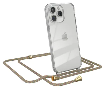 Produktbild von EAZY CASE Handykette kompatibel mit Apple iPhone 15 Pro Max, Handyhülle mit Umhängeband, Handykordel, Schutzhülle Clear, Band in Bunt