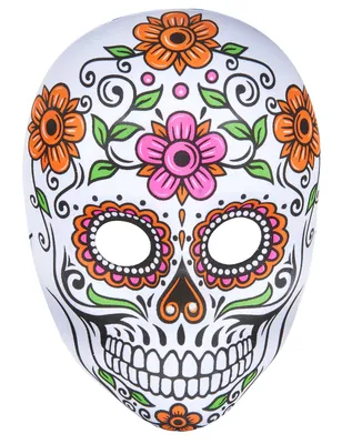 Produktbild von Sugar Skull Skelett Vollmaske Tag der Toten weiss-bunt