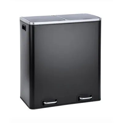 Produktbild von SVITA TM2X30 Schwarz Treteimer 60 Liter Abfalleimer Mülleimer Design Mülltrennung Papierkorb Küchen-Ordnung Trennsystem