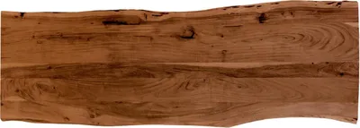 Produktbild von Holzplatte 180x60 cm Emilia, Tischplatte aus Akazienholz massiv + nussbaumfarben, Baumkanten-Platte für Heimwerker, geeignet für Arbeitsplatten, Tische & Fensterbretter