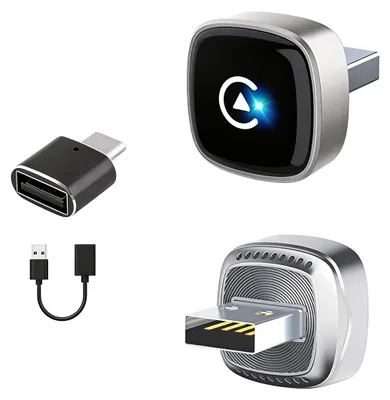 Produktbild von Kabelloser Adapter für Android Auto und CarPlay 5.8 GHz automatische Verbindung USB C USB A Auto Navigation
