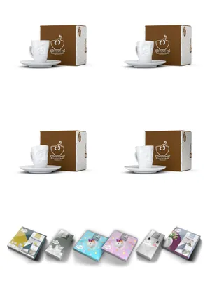 Produktbild von Fiftyeight Espressotassen Set 4-tlg. + Servietten Nr 007 weiß Mokkatassen