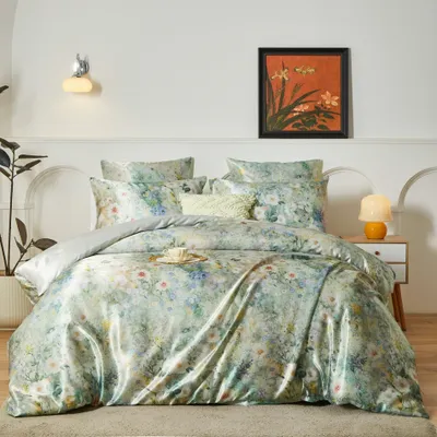 Produktbild von Satin Bettwäsche 135x200 mit Blumenmotiv