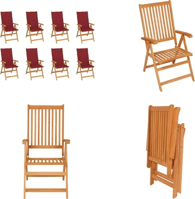 Produktbild von vidaXL Garten Liegestühle mit Kissen 8 Stk. Massivholz Teak - Gartenstuhl - Gartenstühle - Garten-Liegestuhl - Garten-Liegestühle