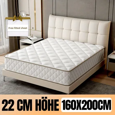 Image de Matelas - Matelas pour deux personnes - Matelas en mousse à froid - Matelas à ressorts ensachés - Matelas à 7 zones - 160x200 cm