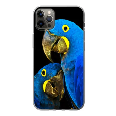 Produktbild von MuchoWow® Handyhülle Schutzhülle Hülle für iPhone 13 Pro Max Papagei - Vogel - Federn - Blau Silikon Softcase Handy Hülle - Mobiltelefon