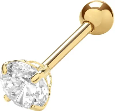 Produktbild von Wunderschöne 9 Karat (375) Gold Damen - Einzel Knorpel Ohrstecker mit Zirkonia - 4mm*4mm; TRS35052
