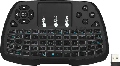 Image de Clavier sans fil A3 2,4 GHz avec touchpad pour Android TV Box PC Smart TV etc. Noir sans rétroéclairage (la version avec pile sèche est livrée sans pile)