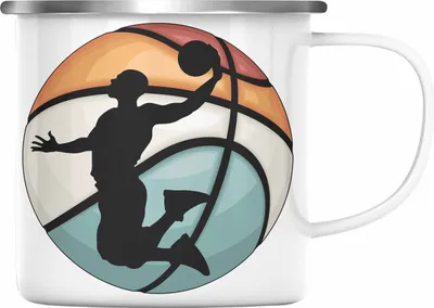 Produktbild von Trendation - Basketball Emaille Tasse Geschenk Basketballspieler Trainer Geschenkidee Lustige Emaille Tasse Basketballer Jungs Jungen Coach (Silber)